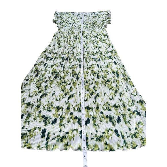 Chelsea28 Flutter Sleeve Plissé Midi Green Ivory Dress NWT Nordstrom - Large - Picture 8 of 12